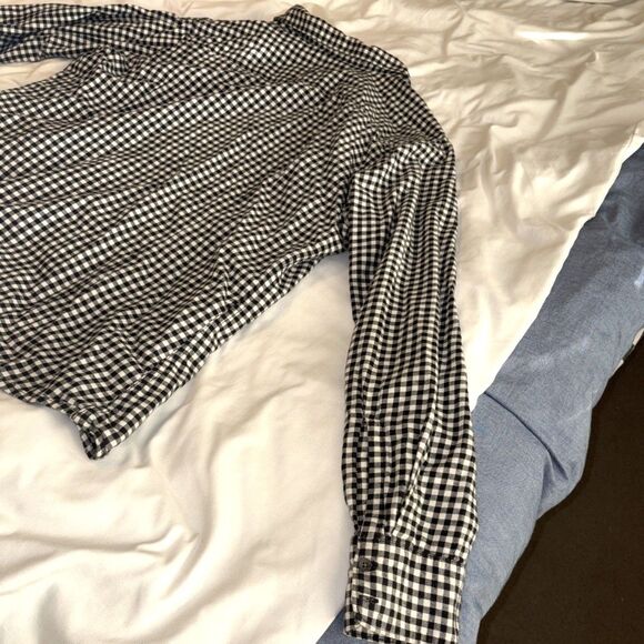 Women’s Flannel Button Down Shirt Eddie Bauer Size Tall XXL Black And White - Picture 9 of 9